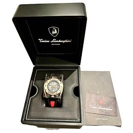 Tonino Lamborghini Cuscinetto Automatic Watch Titanium Black Red Silver hardware
