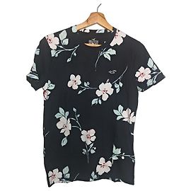 Autre Marque T-shirt Hollister nera con stampa floreale Nero Rosa Bianco