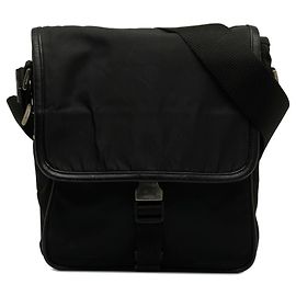 Bolsa Messenger Prada Black Tessuto com fivela Preto