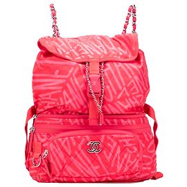 Chanel Pink Printed Nylon Coco Neige Convertible Backpack Pink