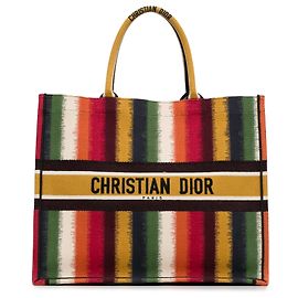 Dior Book Tote gestreift Gelb, Large Gelb