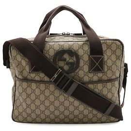 Bolsa de ombro Gucci GG Supreme com Interlocking G Bege Caqui Castanho escuro