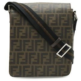 Fendi Zucca Pattern Shoulder Bag Khaki Dark brown
