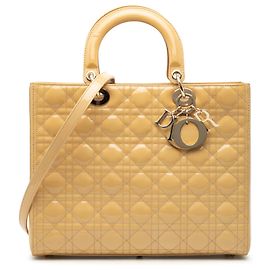 Dior Beige Large Patent Cannage Lady Dior Bege