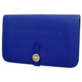 Hermès Hermes Dogon GM Long Wallet in Blue Electric Blue