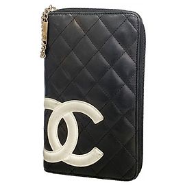 Cartera larga de piel de cordero Cambon Chanel Negro