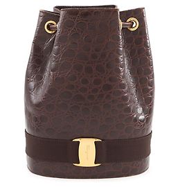 Salvatore Ferragamo Vara Leather Handbag Brown