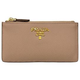 Prada Saffiano Leather Coin Purse Beige