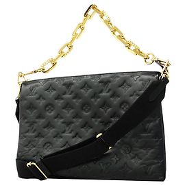 Borsa a Spalla Louis Vuitton Monogram Embossed Coussin MM Nero