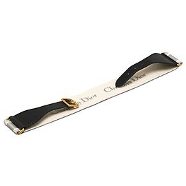 Dior Gürtel aus grauem Leder und Canvas mit gesticktem Logo Andere