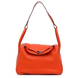 Hermès Orange Clemence Lindy 34 Laranja