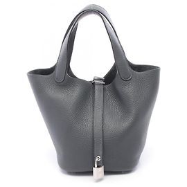 Hermès Bolsa Hermes Picotin Lock PM em Cinza Marrom