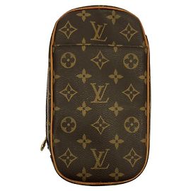 Louis Vuitton Monogram Pochette Gange M51870 Bolsa de Ombro Marrom