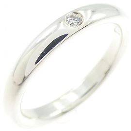 Tiffany & Co Tiffany Silver 925 Band Ring with Diamond Silvery
