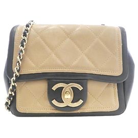 Borsa a Spalla Chanel 92210 Beige e Nero Nero Beige