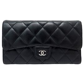 CHANEL CLASSIC TIMLESS QUILTED LEATHER BLACK WALLET Black