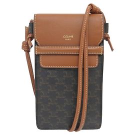 Céline NOVA POCHETTE CELINE PARA TELEFONE ESTOJO TRIOMPHE EM LONA COM ALÇA PHONE BAG Marrom