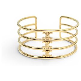 Céline NUOVO BRACCIALE CELINE MANCHETTE TRIOMPHE 460YA6BRA C2 M T15.5CM ORO BANGLE D'oro