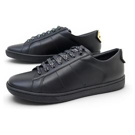 NEUE SAINT LAURENT LIPS SNEAKER 484928 39.5 LEDERSCHUHE Schwarz