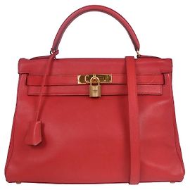 Hermès Kelly Red Swift com Gold Hardware 32 Vermelho