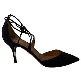 Aquazzura Matilde 85 Pumps in Black Suede Black