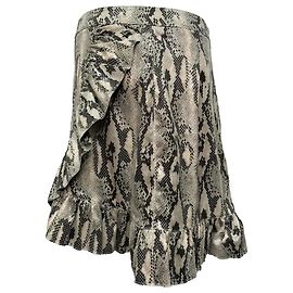 MSGM Minirock mit Schlangenprint und Rüschen aus Polyester in Grau Grau