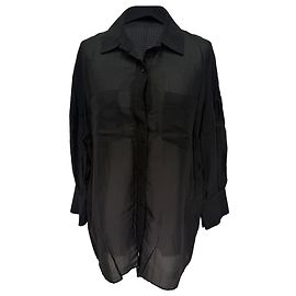 Anine Bing Texturierte Button-Down-Hemd aus schwarzer Viskose Schwarz