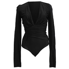Alexandre Vauthier V-neck Bodysuit in Black Viscose Black