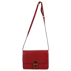 Céline Borsa a tracolla Celine Medium Classic Box in pelle di vitello bordeaux Rosso Bordò