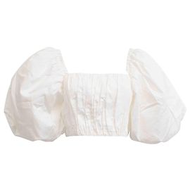Maje Top cropped de mangas bufantes Aje em algodão branco Branco