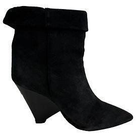Bottines à bout pointu en daim noir Isabel Marant Noir