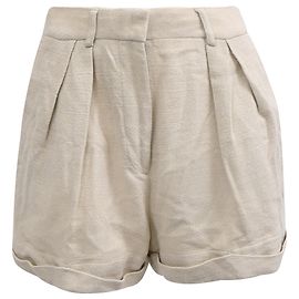 Short plissado Luisa da Staud em algodão ecru Branco Cru