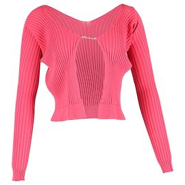 Cardigan curto La Maille Pralu da Jacquemus em viscose rosa Marrom Rosa