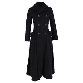 Comme Des Garcons Comme des Garçons Double Breasted Bouclé Long Coat in Black Wool Black