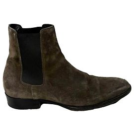 Yves Saint Laurent Bottines Wyatt Chelsea en daim marron Saint Laurent Marron