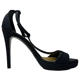 Ralph Lauren Collection Ankle Strap Sandals in Navy Blue Canvas Multiple colors