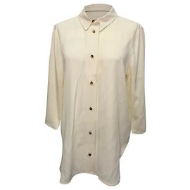 Khaite Button-Down-Hemd aus cremefarbener Acetat Weiß Roh