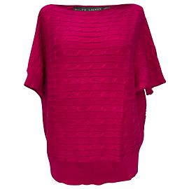 Ralph Lauren Boat Neck Cable-Knit Sweater Top aus rosa Baumwolle Pink