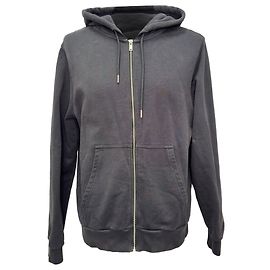 Sandro Paris Logo-bestickter Kapuzenpullover mit Reißverschluss aus schwarzer Baumwolle Schwarz