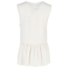 Top sem mangas peplum em seda branca Marni Branco Cru