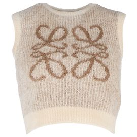 Pull court sans manches Loewe Anagram en coton écru Blanc Écru