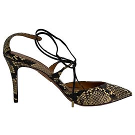 Aquazzura Snakeskin-Effect Self-Tie Pumps in Multicolor Leather Multiple colors