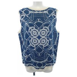 Hermès EPERON D'OR BANDANA Twill Reine Top Weiß Marineblau