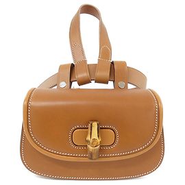 Borsa a tracolla in pelle Gucci Bamboo 1947 Marrone