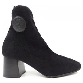 Hermès 232154Z Knit Chenille Calf Boots Black