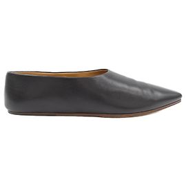 Chaussures plates en cuir Saddle de The Row Noir