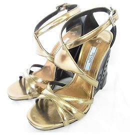 Sandali in pelle Prada D'oro Altro