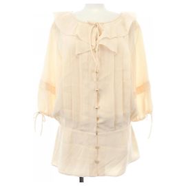 Top de seda Chanel Bege