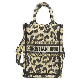 Sac Dior Book Tote Mini Vertical en toile Christian Dior Beige