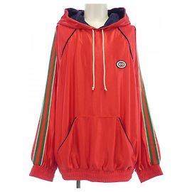 Gucci Logo Patch Shiny Jersey Hoodie Rot